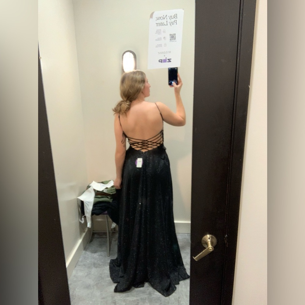 Elegant Black Strappy Back Gown